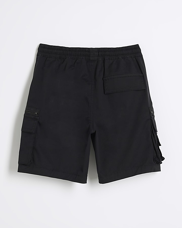 Boys black cargo shorts