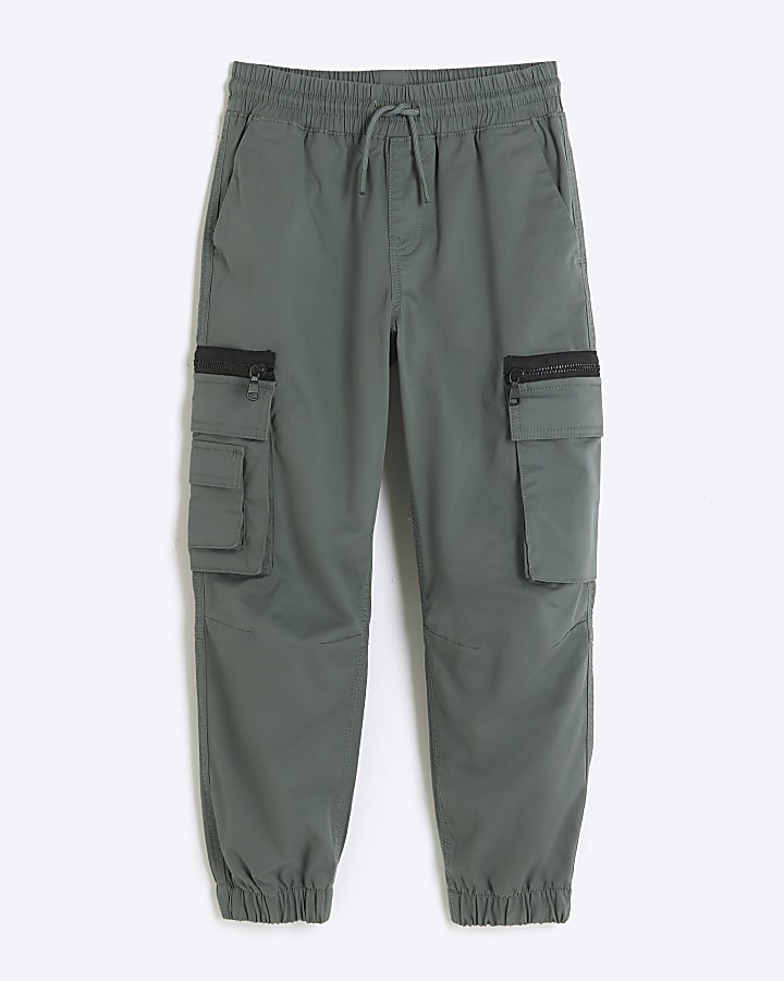 Boys green cargo trousers