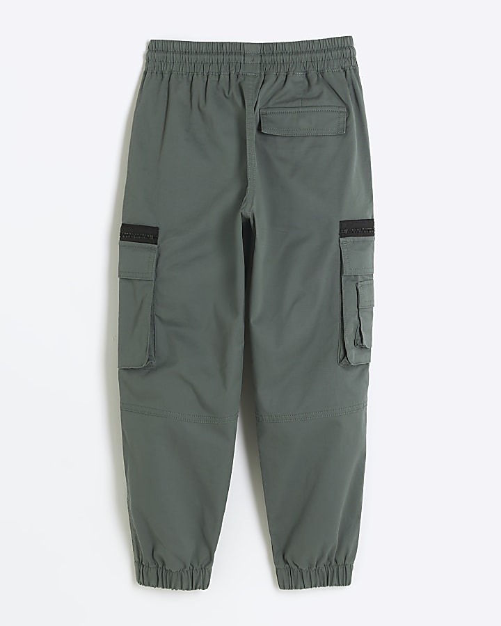 Boys green cargo trousers