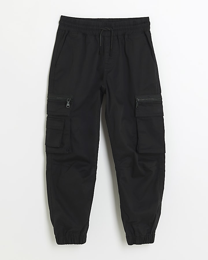 Boys Black cargo trousers