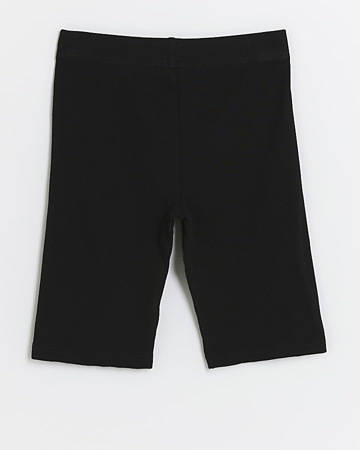 Girls black rib cyclist shorts