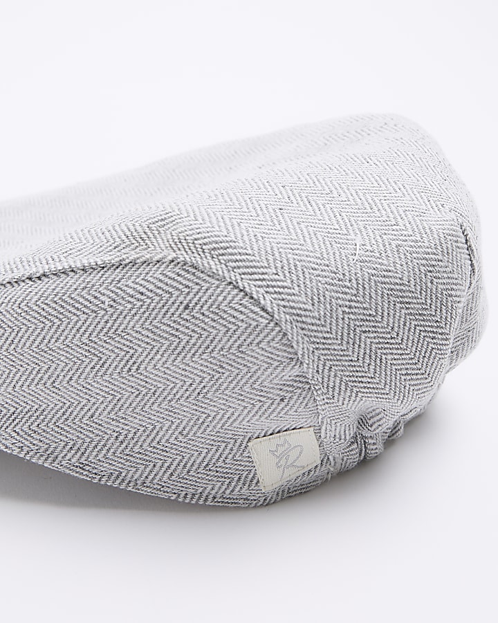 Baby Boys Grey Herringbone Flat Cap