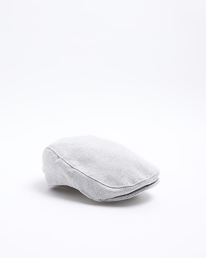 Baby Boys Grey Herringbone Flat Cap