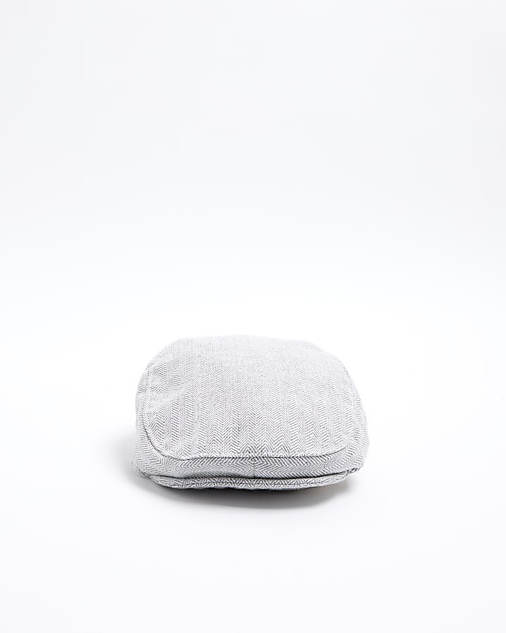 Baby Boys Grey Herringbone Flat Cap River Island