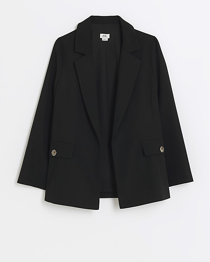 Girls black rolled sleeve blazer