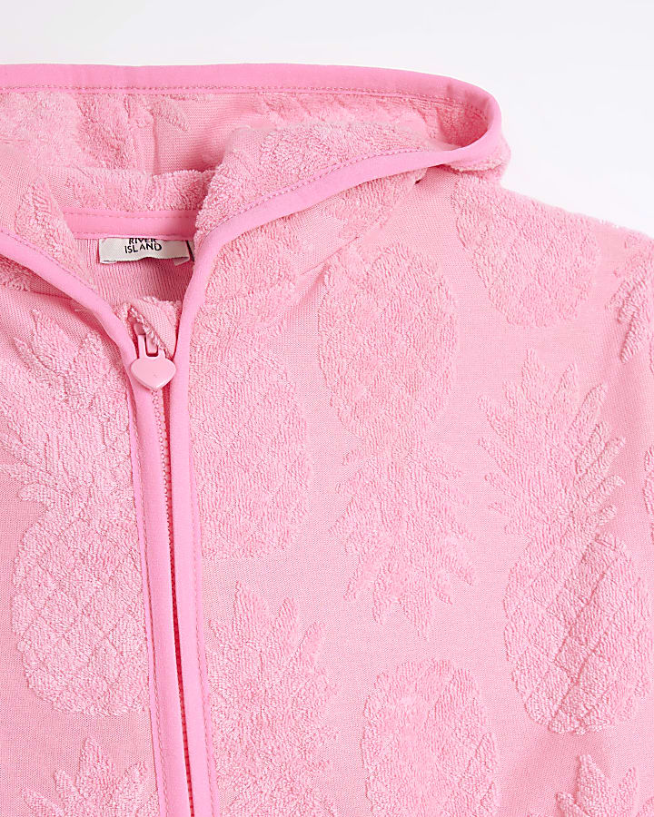 Girls pink pineapple towelling set