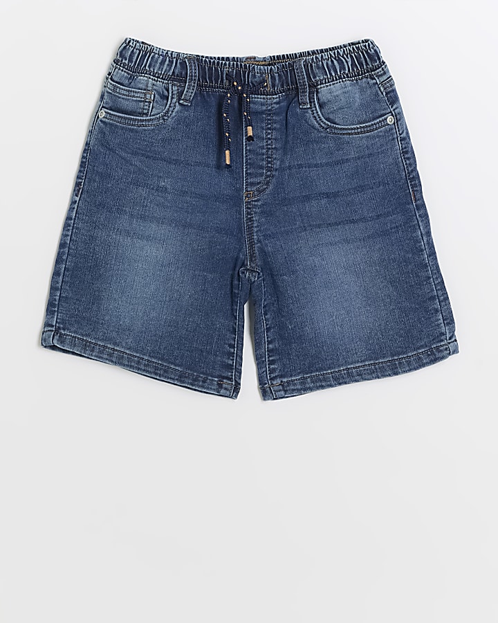 Boys blue elasticated denim shorts