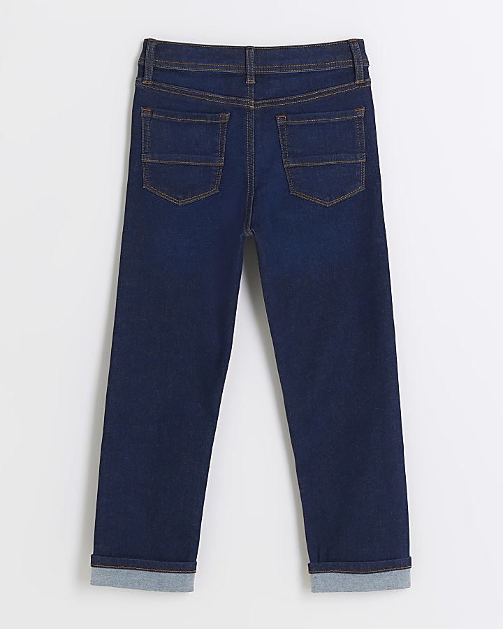 Boys blue turned hem straight jeans