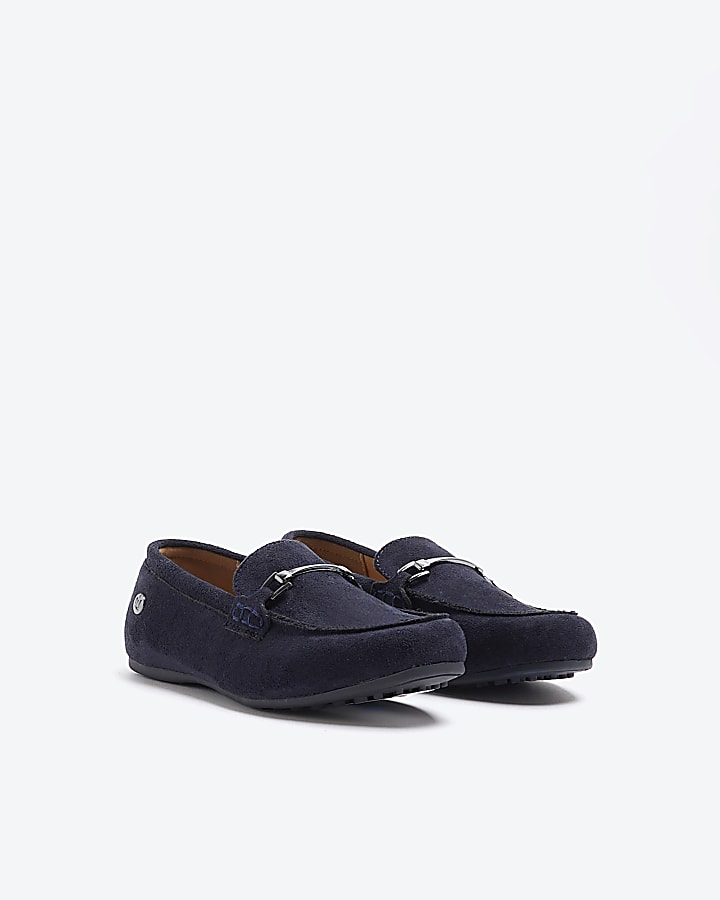 Boys navy chain loafers