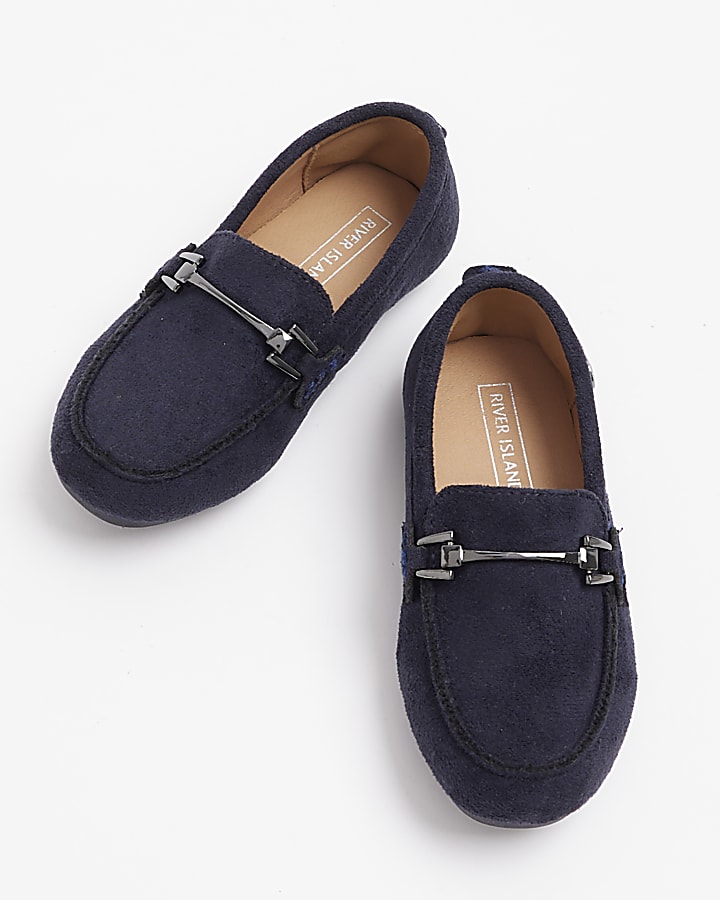 Mini boys navy chain loafers