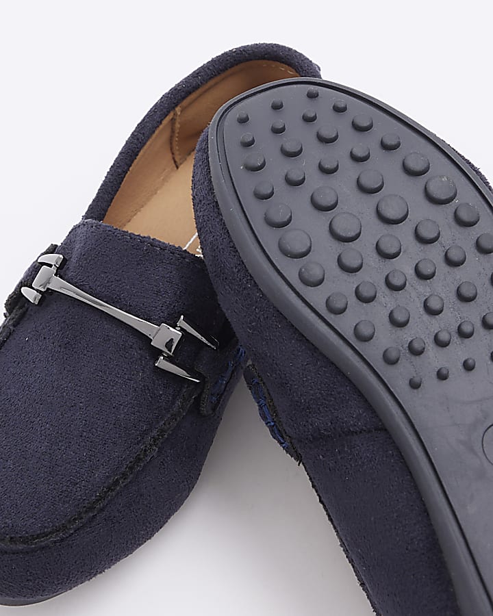 Mini boys navy chain loafers