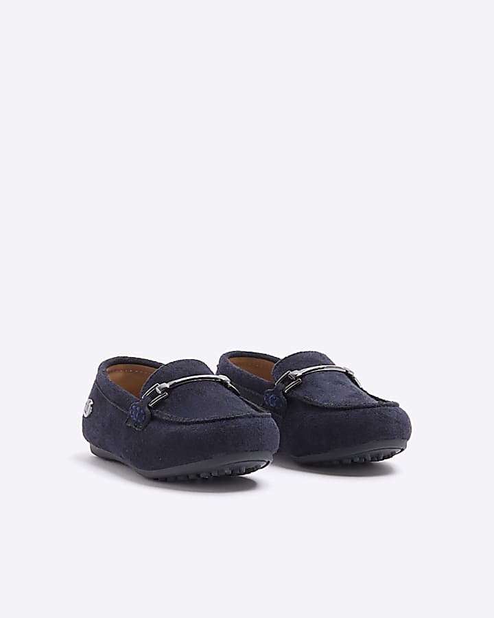 Mini boys navy chain loafers