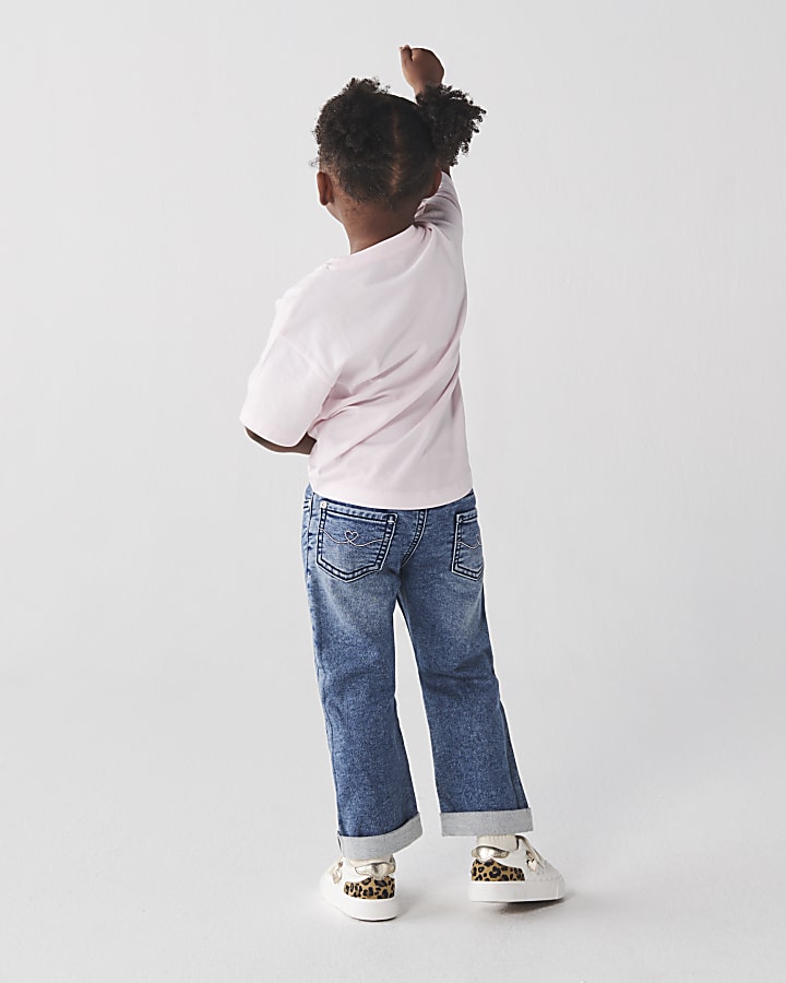 Mini girls blue elasticated slim jeans