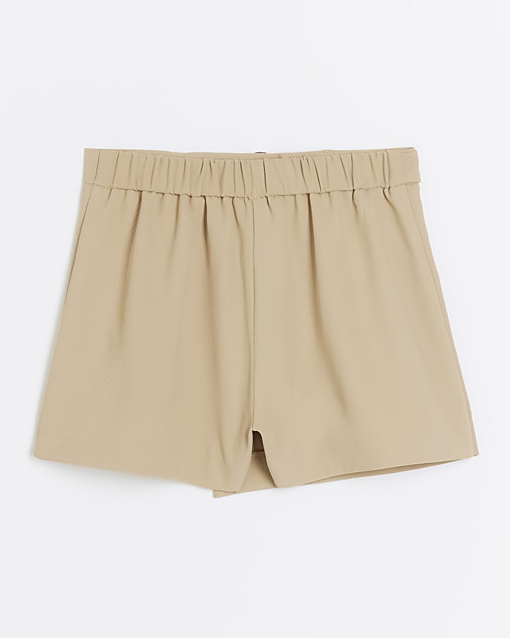 Girls beige buckle wrap cargo skort