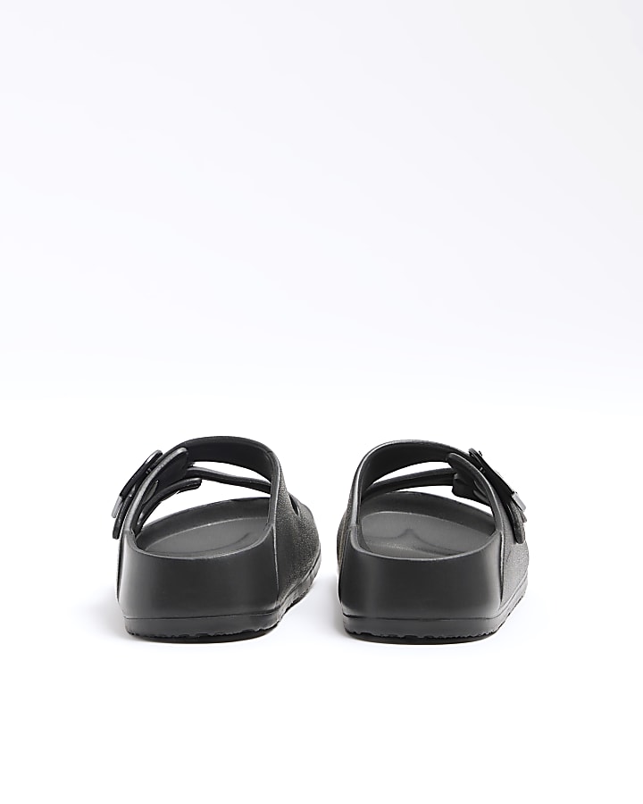 Boys black moulded double strap sandals