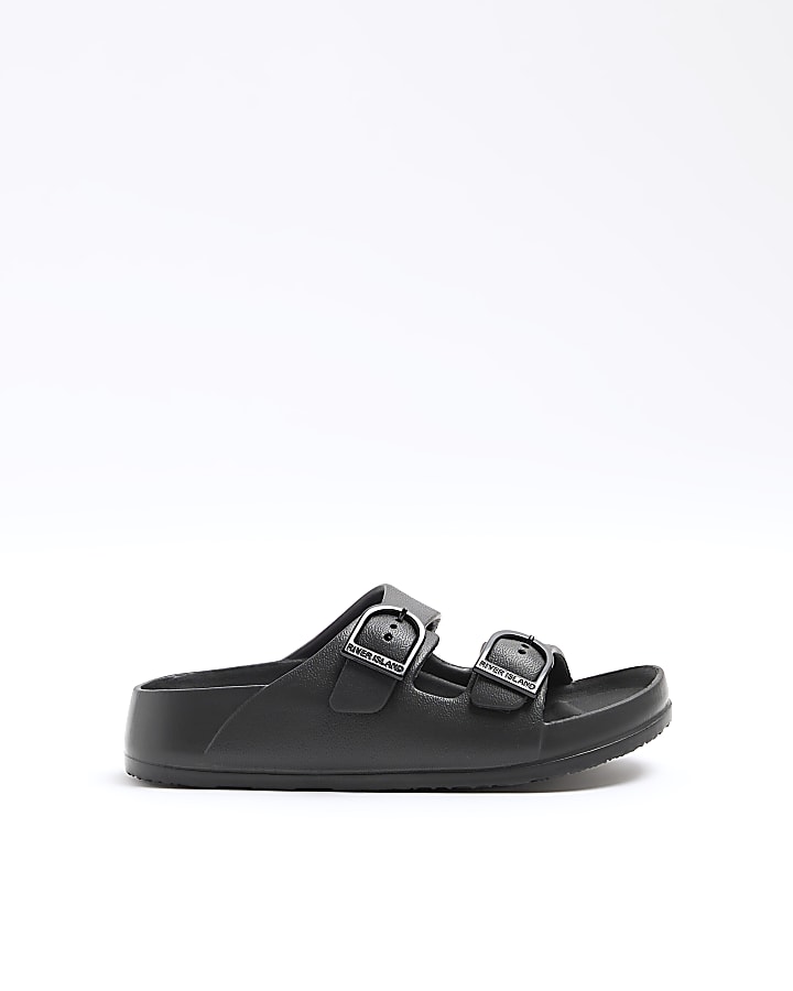 Boys black moulded double strap sandals