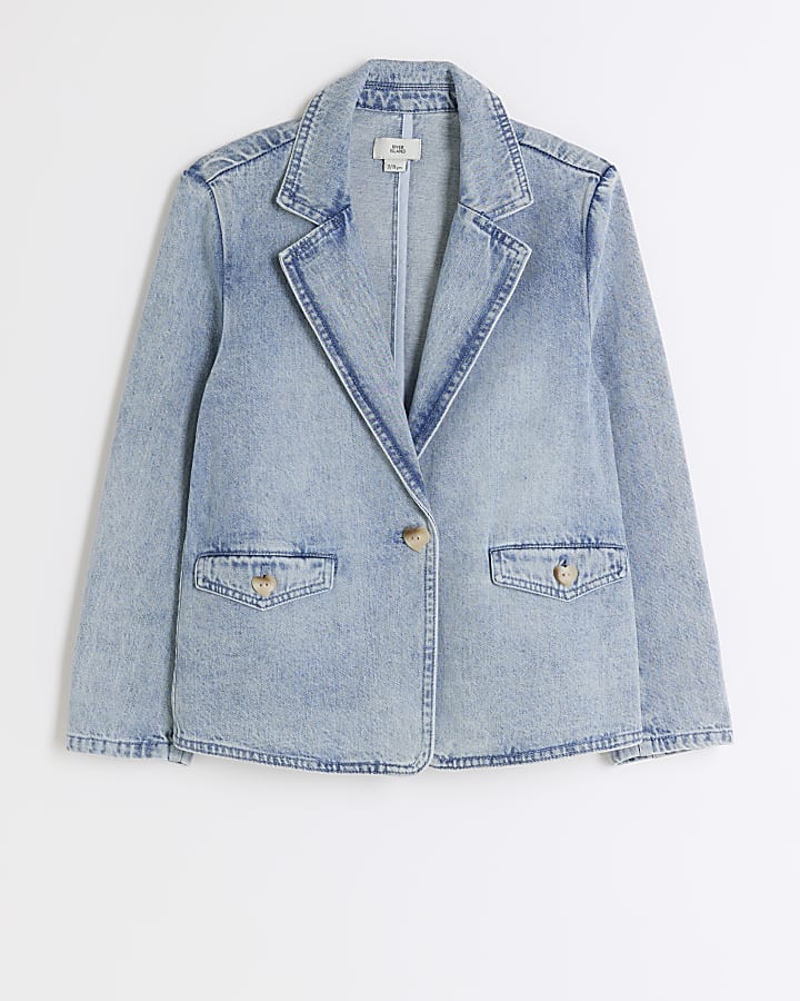 Girls blue denim blazer