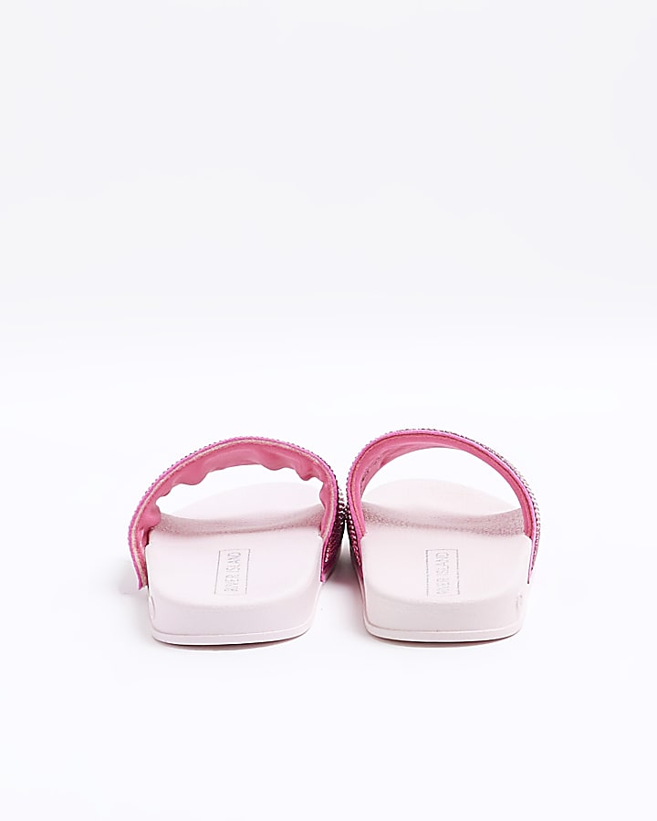 Girls pink RI diamante sandals