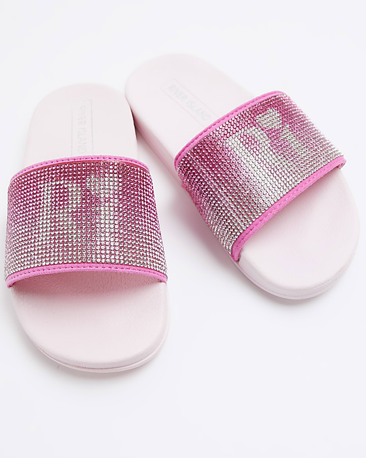 Girls pink RI diamante sandals