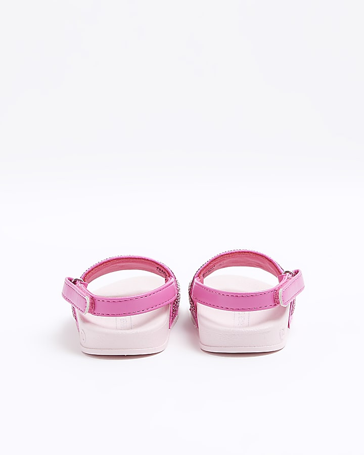 Mini girls pink RI diamante sliders