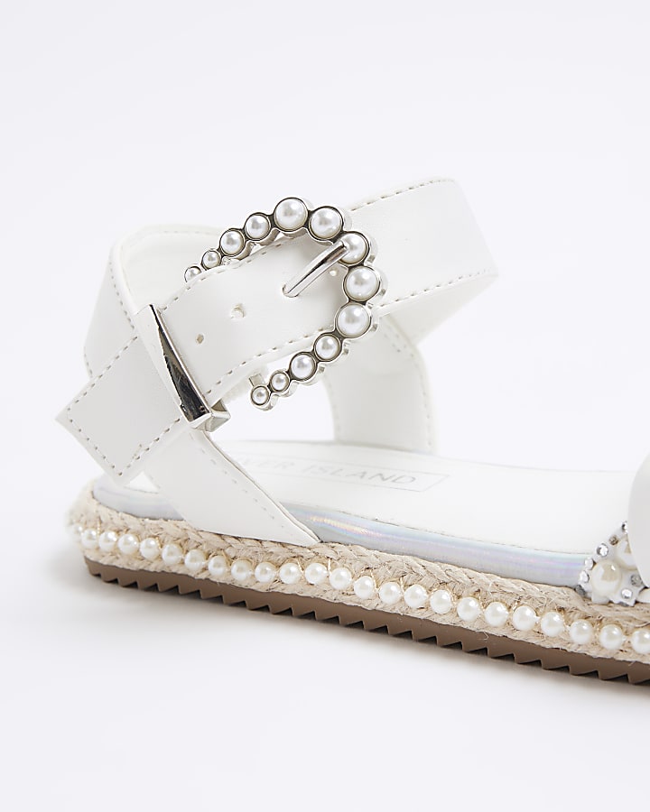 Girls white woven espadrille sandals