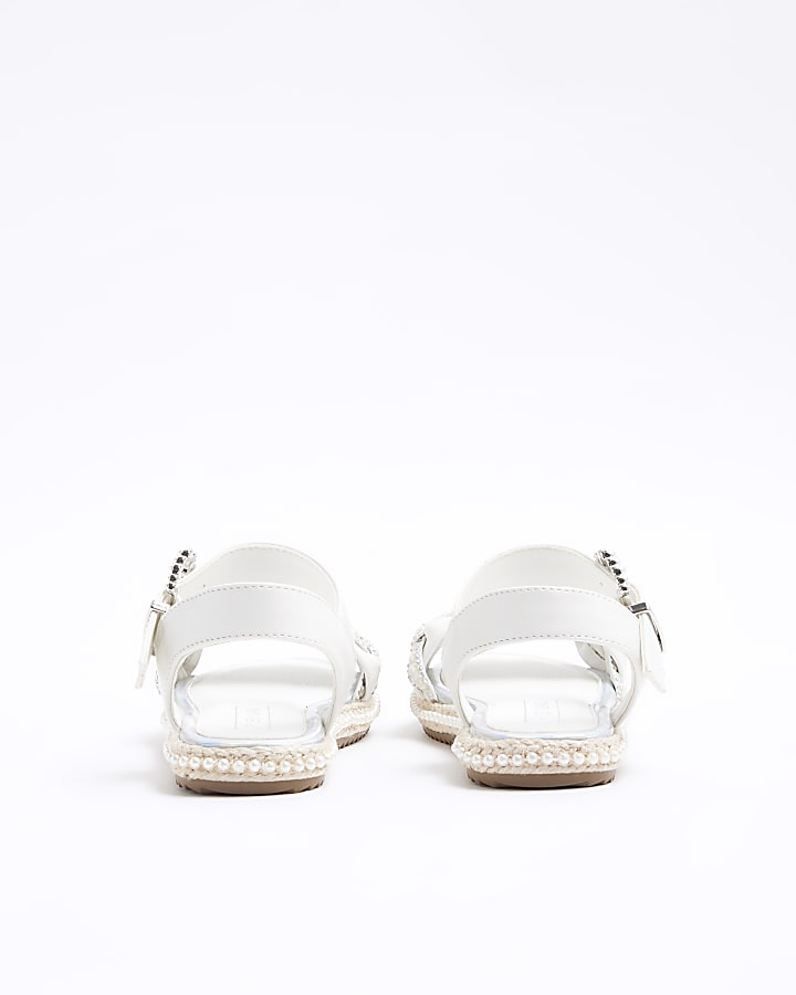 Girls white woven espadrille sandals