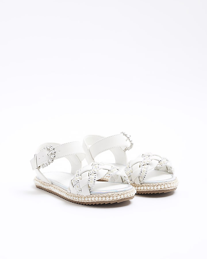 Girls white woven espadrille sandals