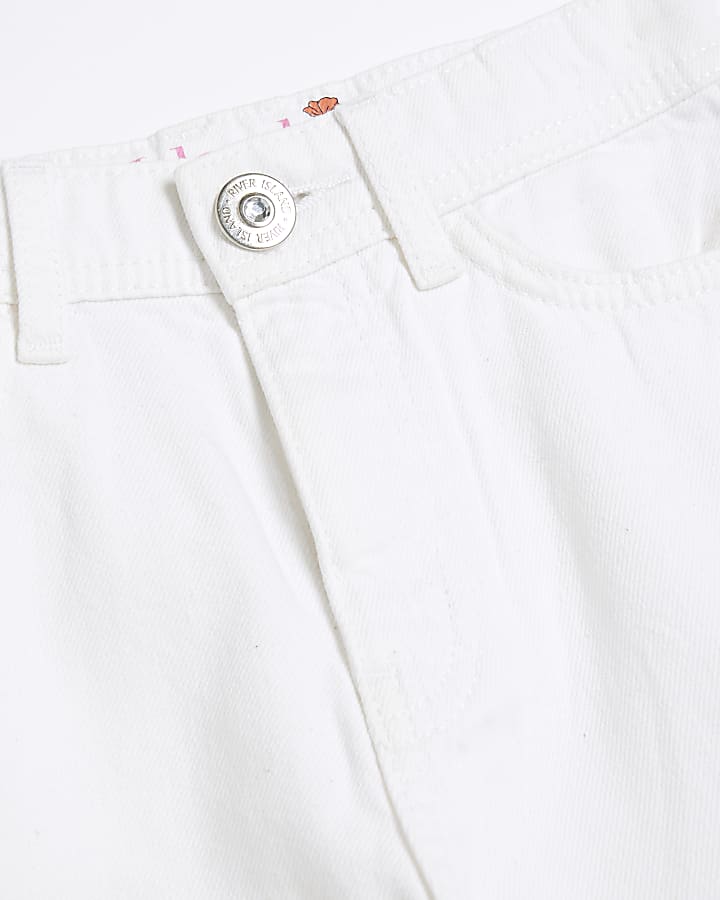 Girls white wide leg jeans