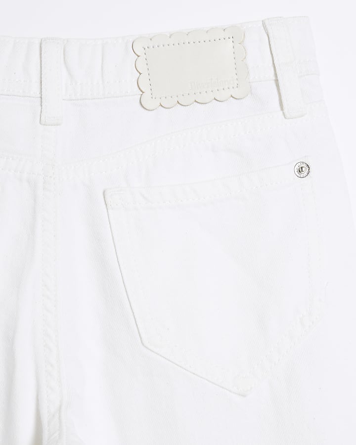 Girls white wide leg jeans