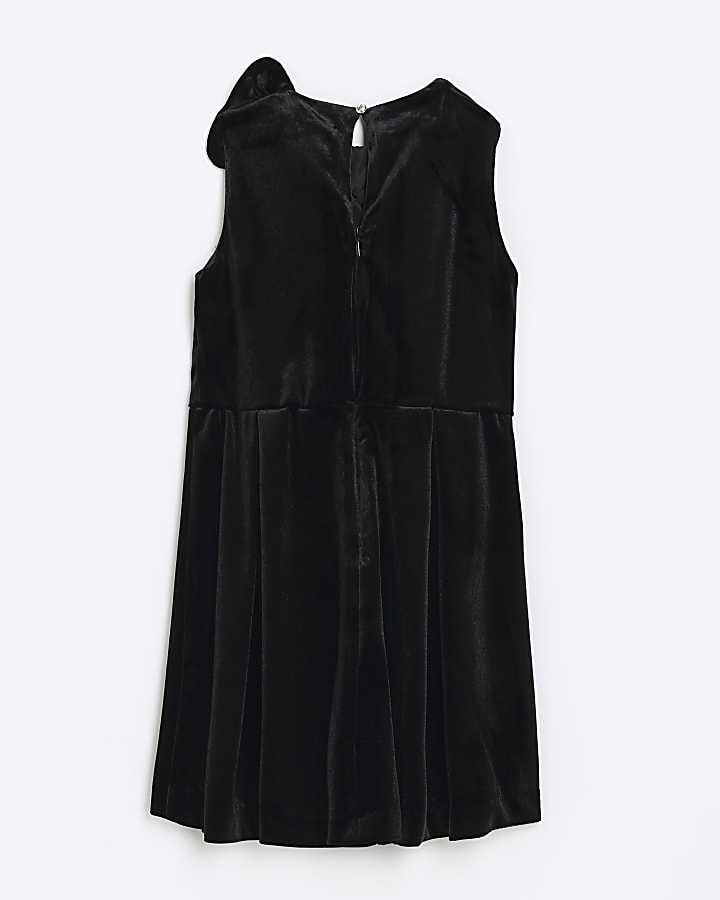 Girls black velvet bow dress