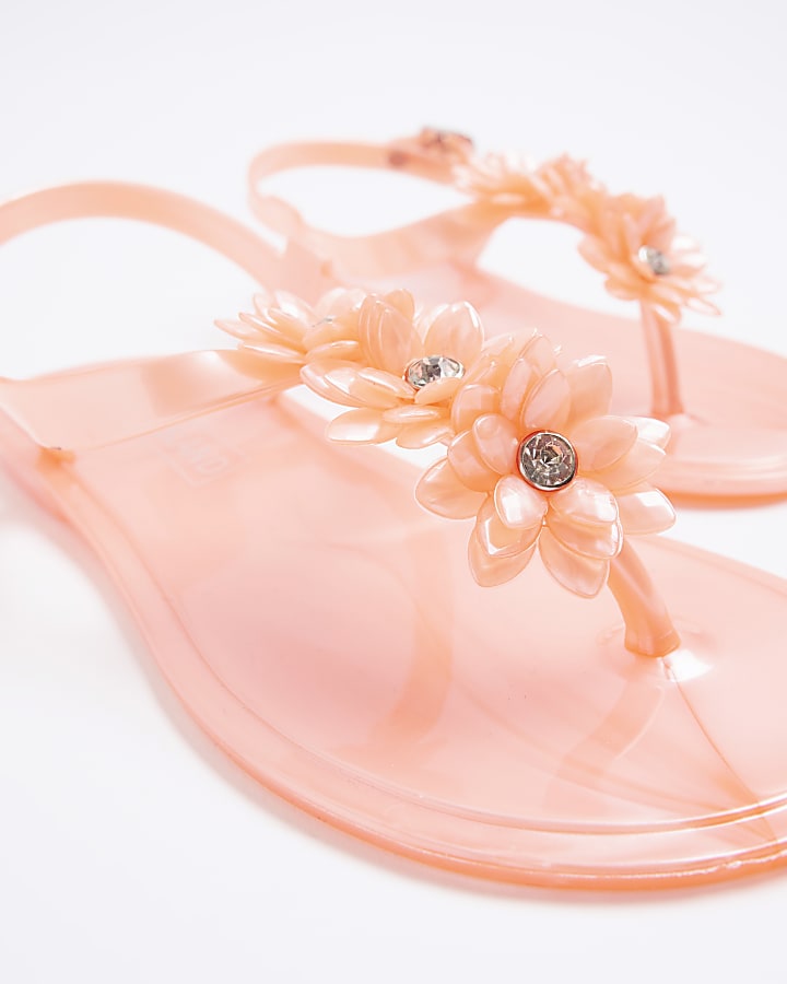 Girls pink flower jelly sandals