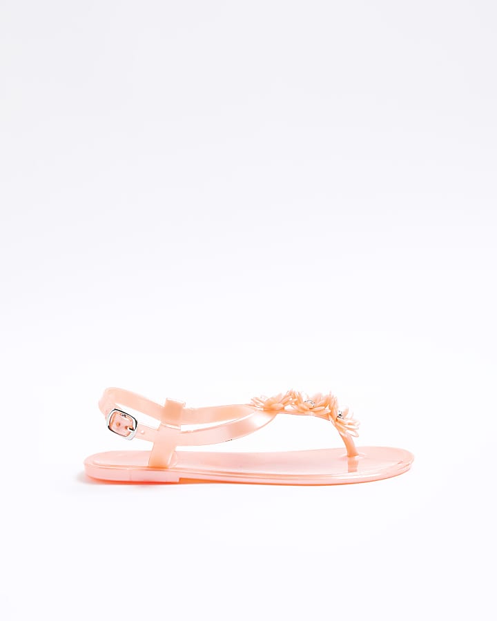 Girls pink flower jelly sandals