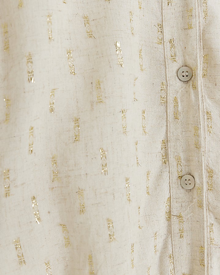 Girls Beige glitter shirt and shorts set