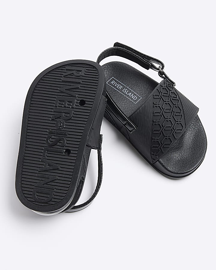 Mini Boys Black Embossed Sliders