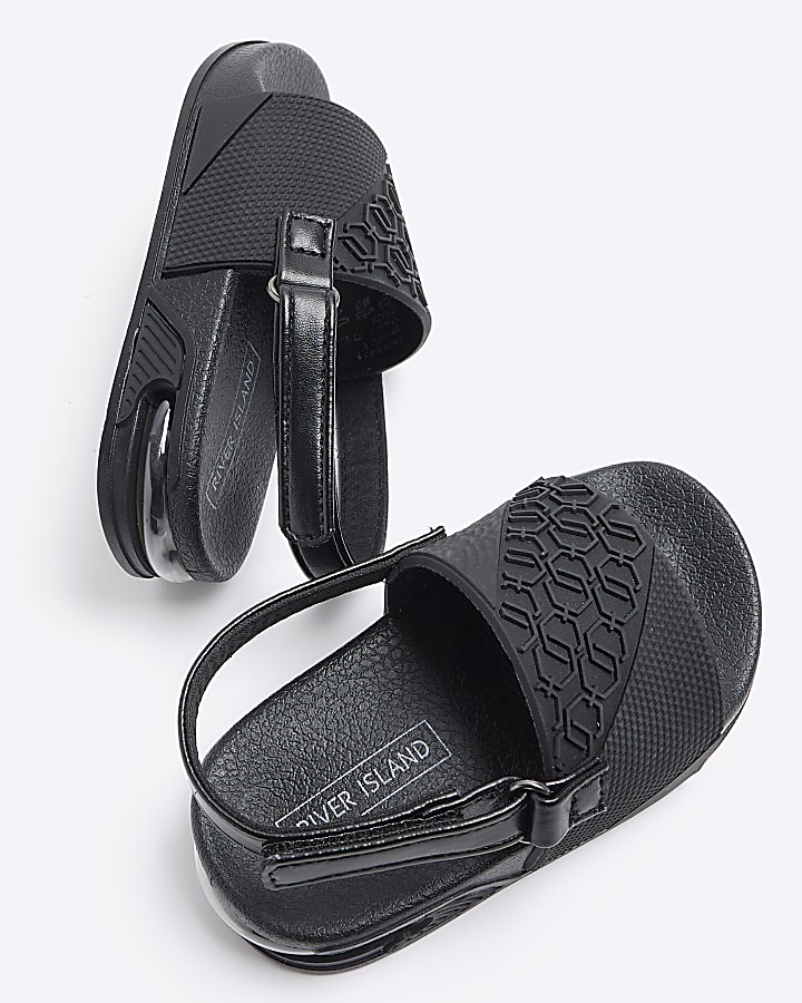 Mini Boys Black Embossed Sliders