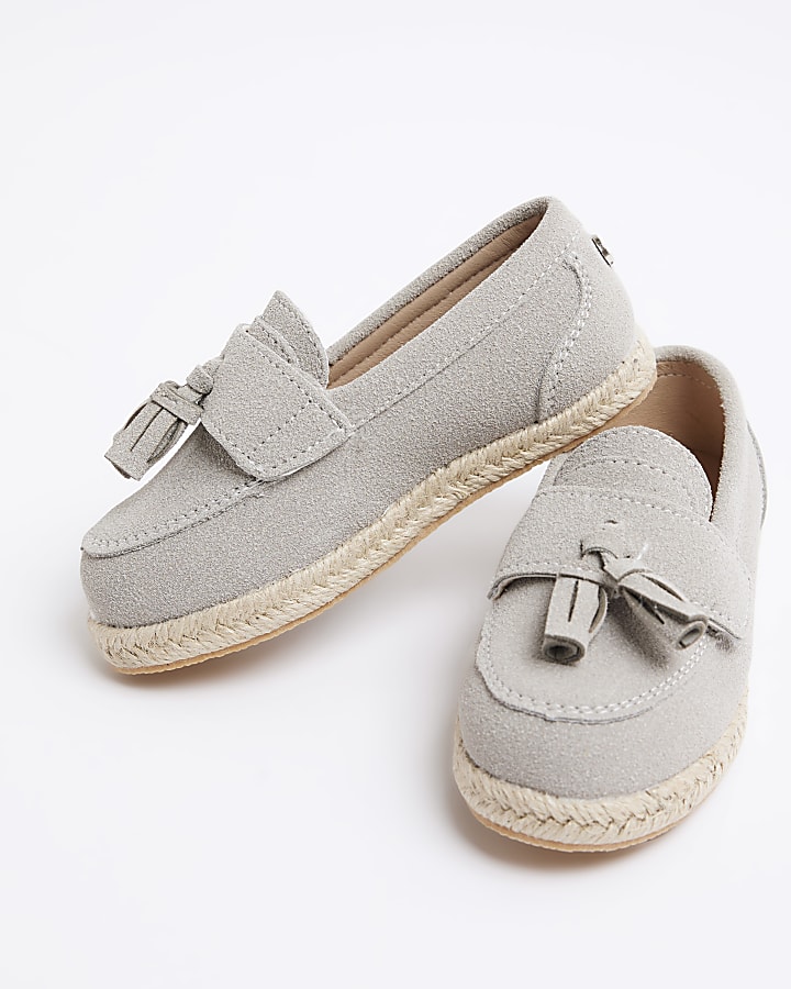 Mini boys grey espadrille loafers