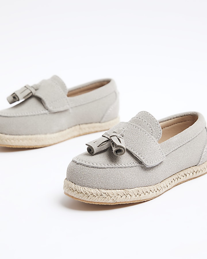 Mini boys grey espadrille loafers