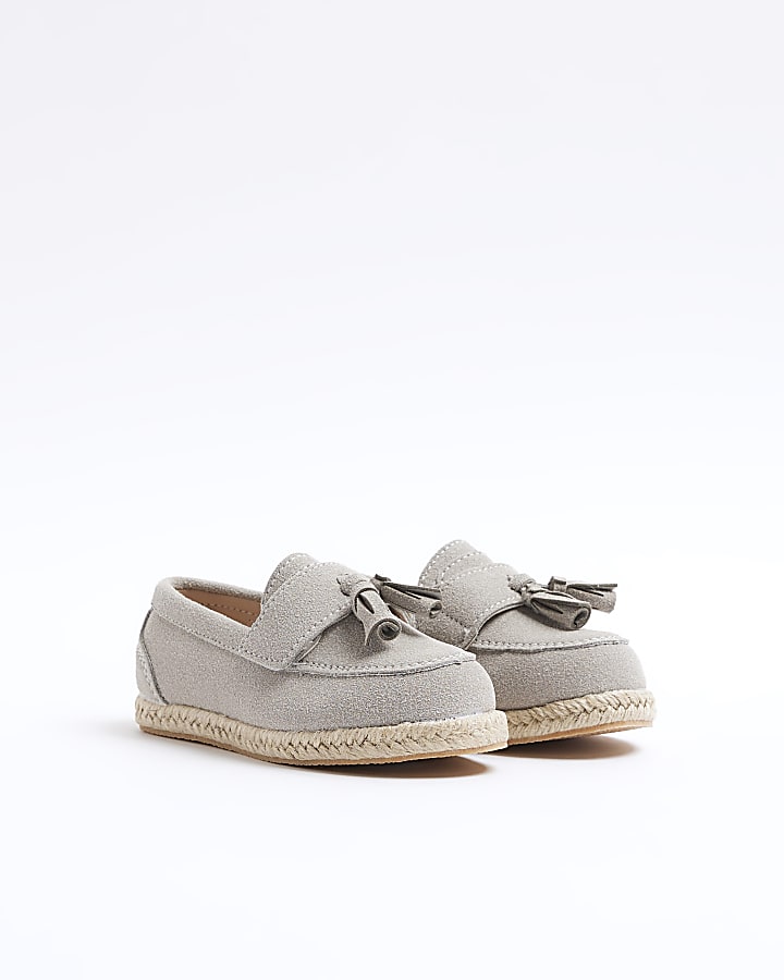 Mini boys grey espadrille loafers