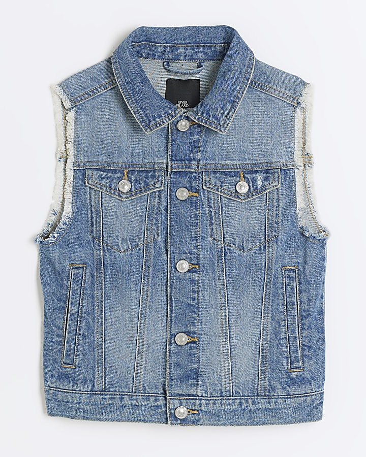 Blue sleeveless denim gilet