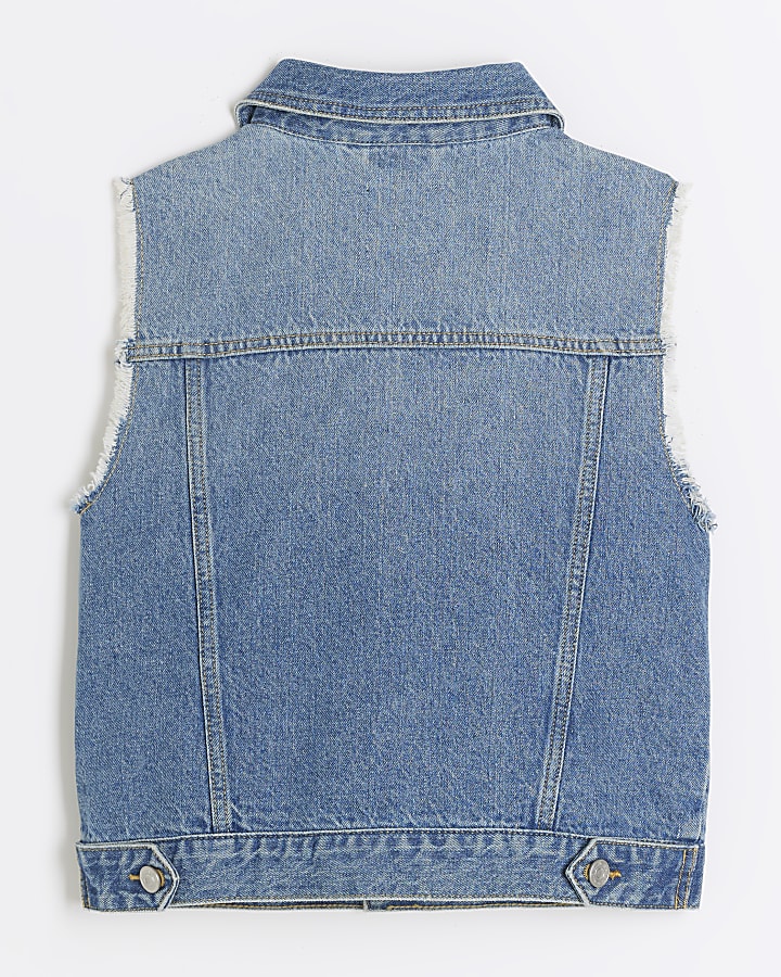 Blue sleeveless denim gilet