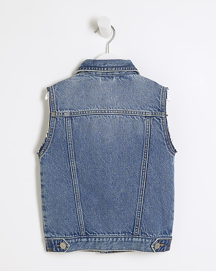 Mini blue patch denim gilet