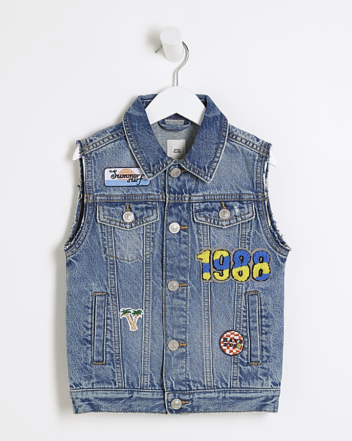 Mini blue patch denim gilet