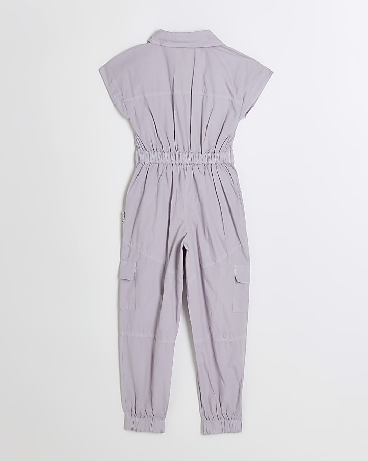 Girls purple utility jumpsuit