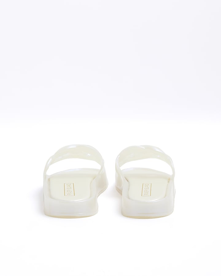 Girls white pearlised chain sliders