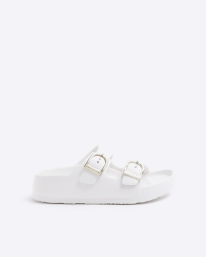 Girls white buckle sandals