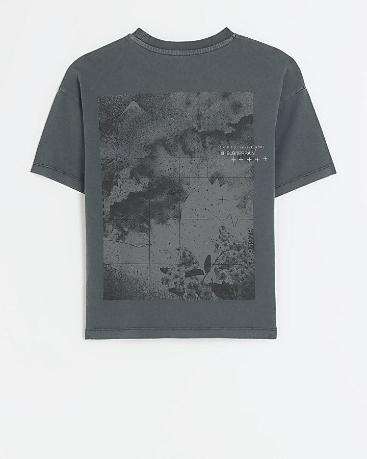 Boys grey washed graphic t-shirt