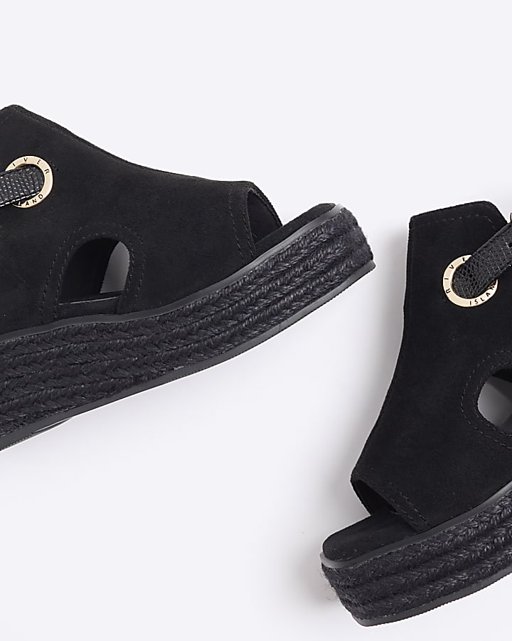 Girls black wedge sandals