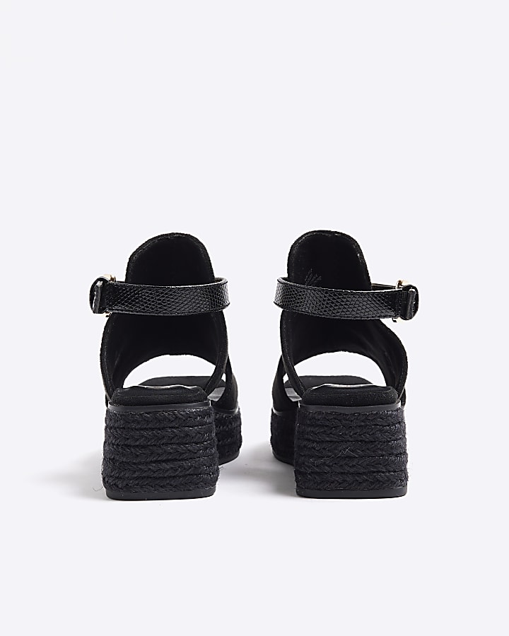 Girls black wedge sandals