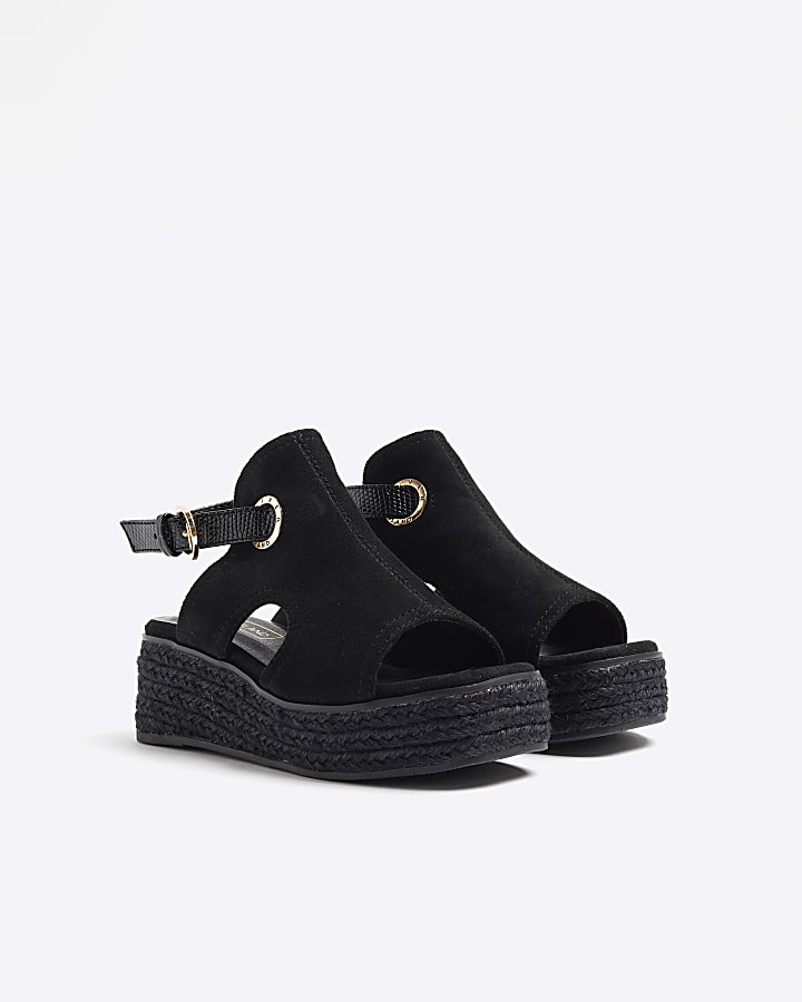 Girls black wedge sandals