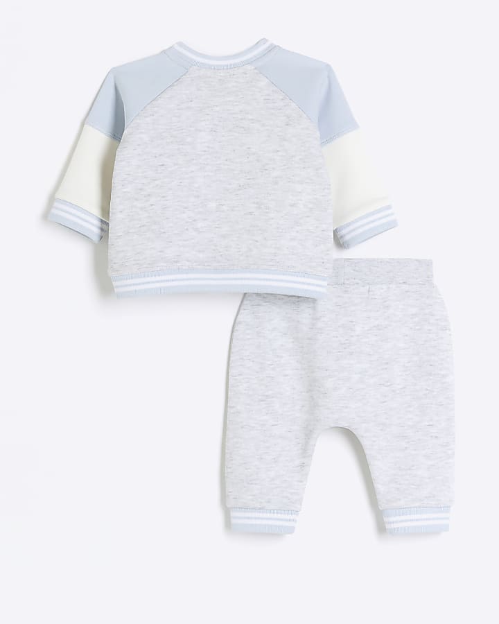 Baby boys grey embroidered sweatshirt set